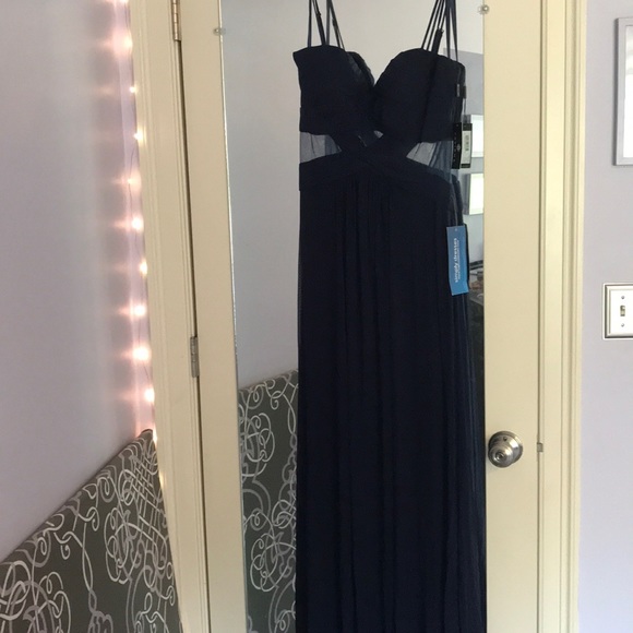 Beautiful navy blue long prom dress - Picture 2 of 2
